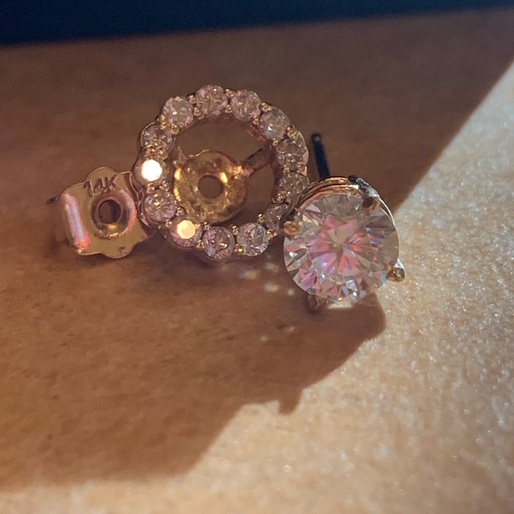 14 k Moissanite Diamond Halo Stud Earrings